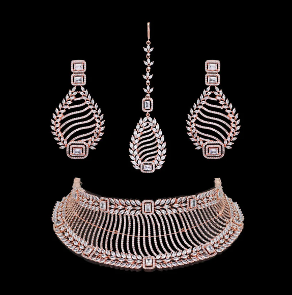Purchase Artificial Rose Gold Necklace Set Online at Wholesale