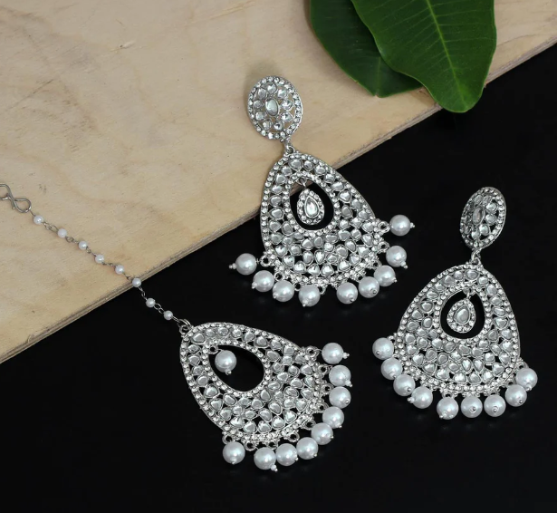 Wholesale American Diamond Earrings Tikka Set