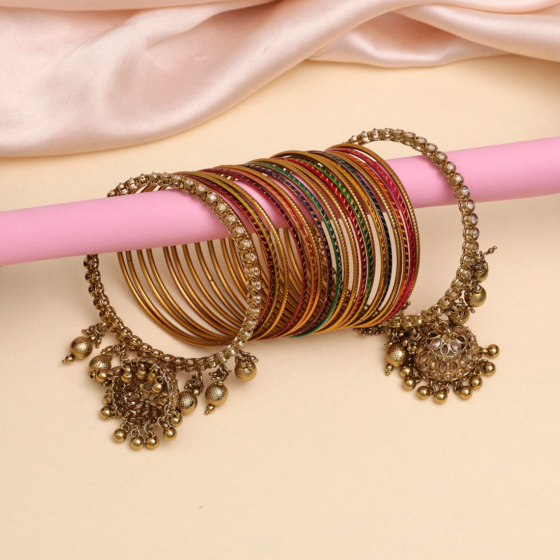 Multi Color American Diamond Bangle Set: Size: 2.8 (ADB280MLT-2.8)