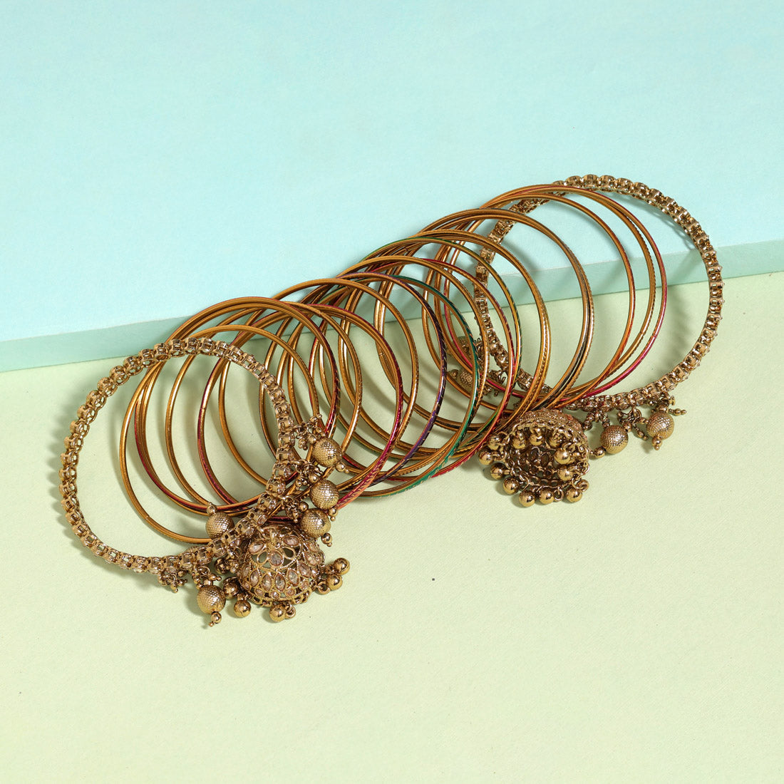 Multi Color American Diamond Bangle Set: Size: 2.8 (ADB280MLT-2.8)