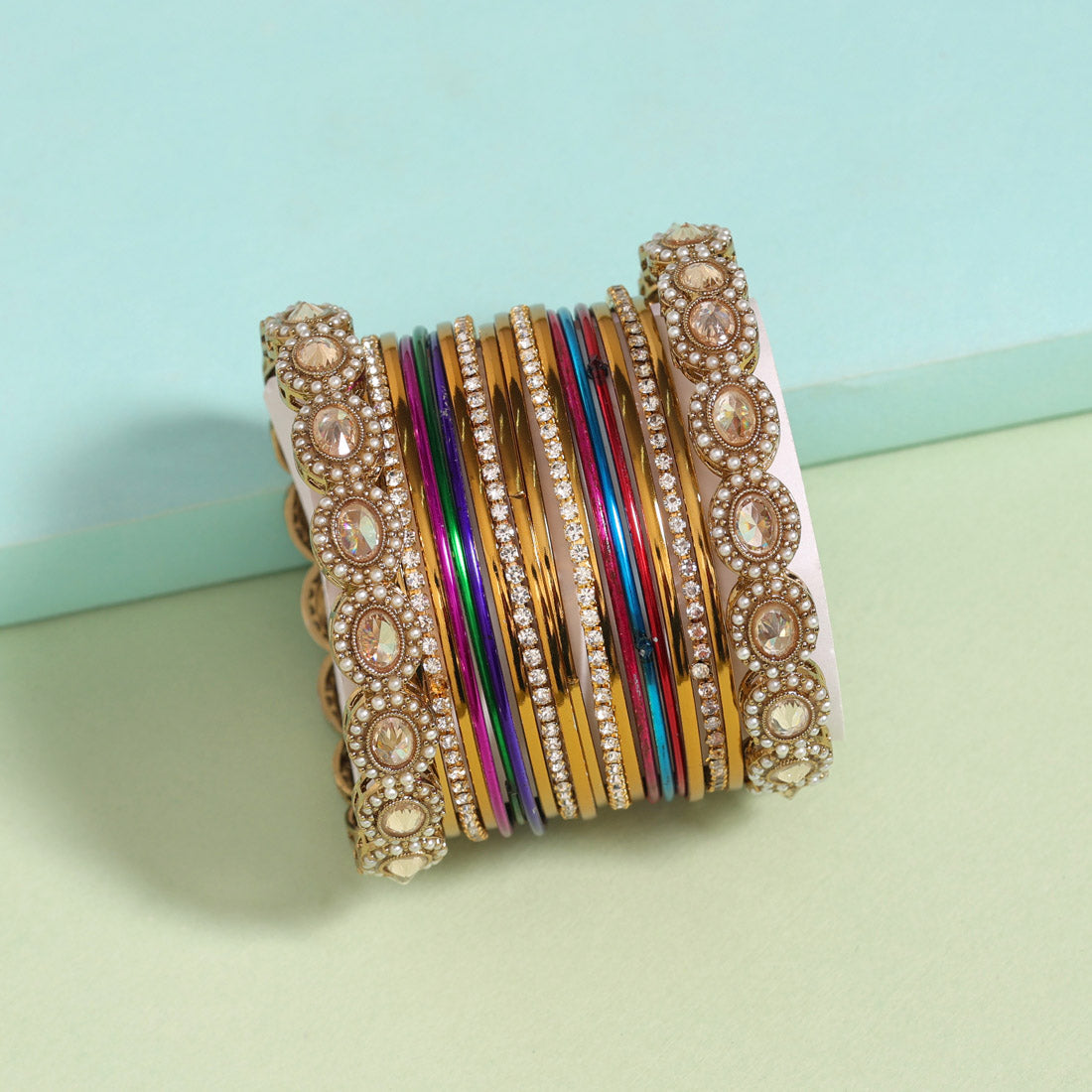 Multi Color American Diamond Bangle Set: Size: 2.6 (ADB282MLT-2.6)