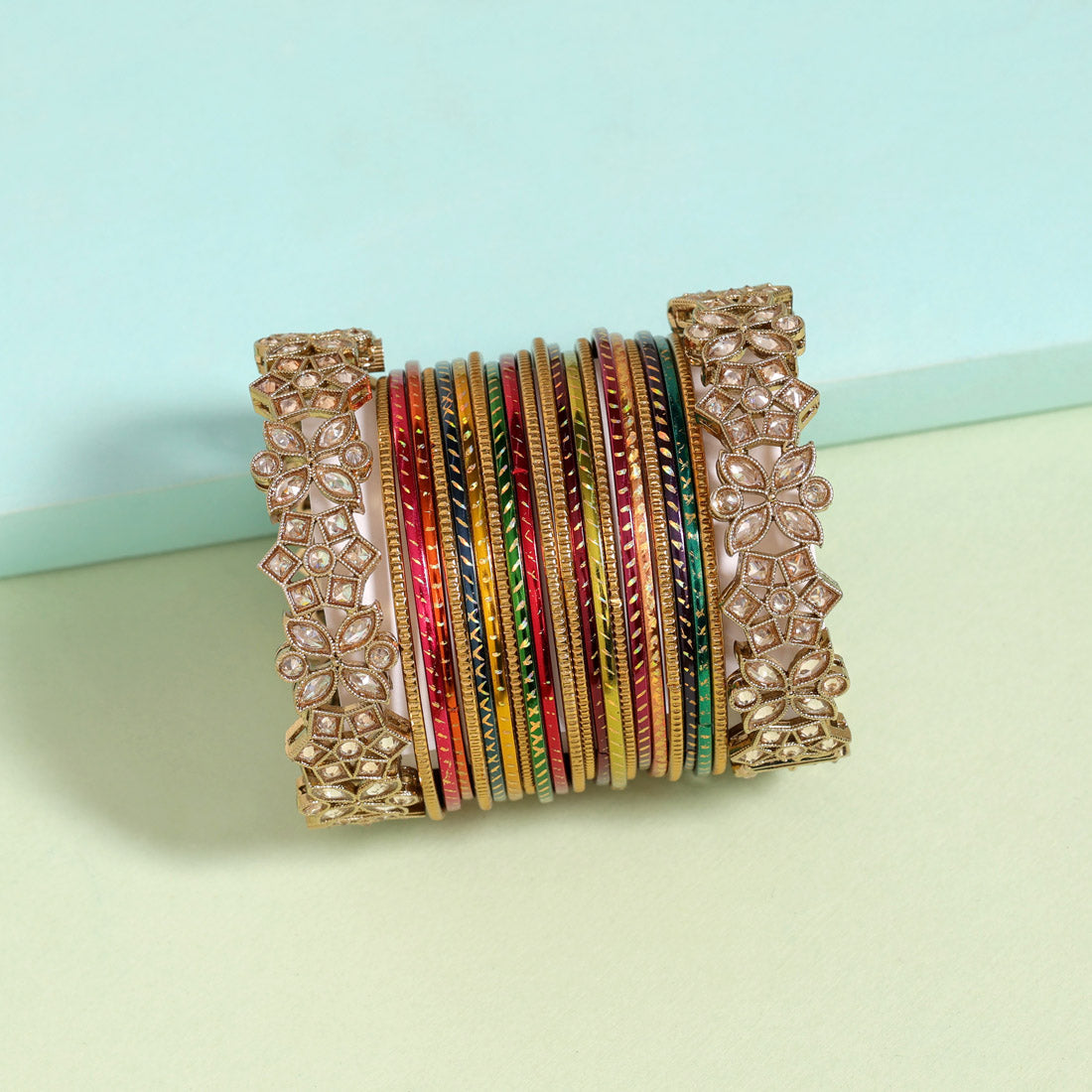 Multi Color American Diamond Bangle Set: Size: 2.6 (ADB286MLT-2.6)
