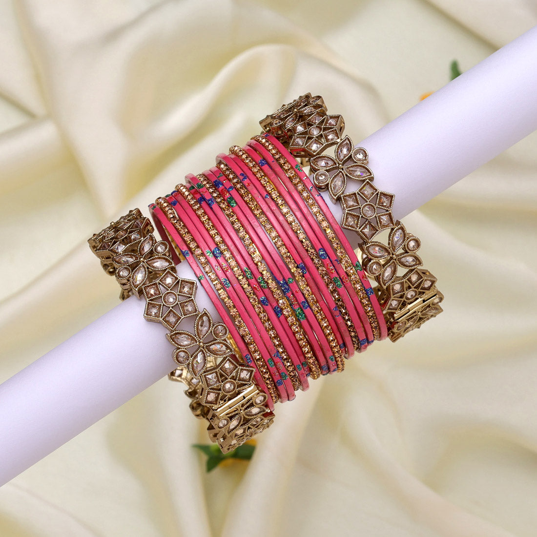 Gajari Color American Diamond Bangle Set: Size: 2.8 (ADB287DPCH-2.8)