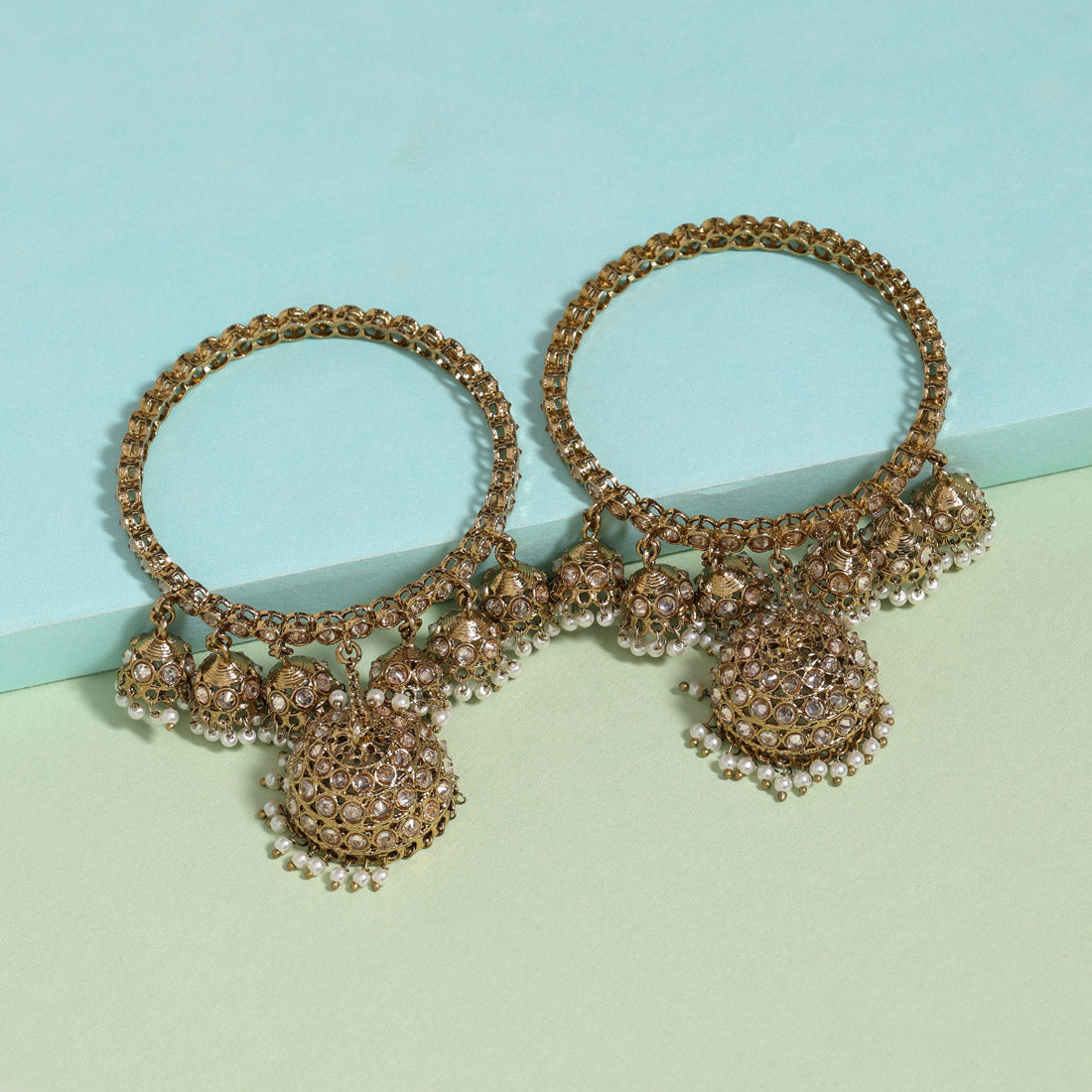 Gold Color American Diamond Bangle Set: Size: 2.6 (ADB292GLD-2.6)