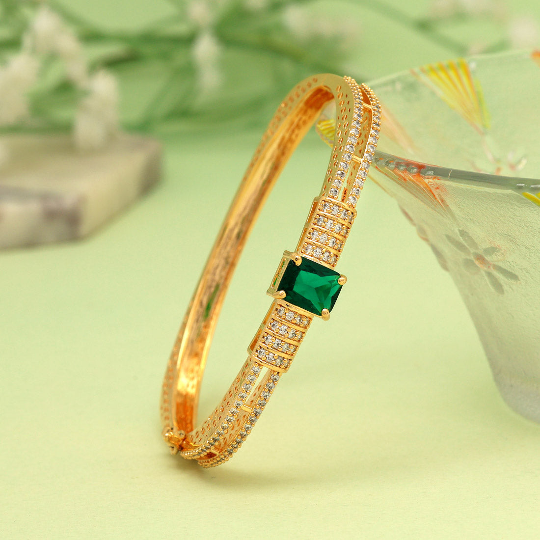 Green Color American Diamond Bracelet (ADB305GRN)