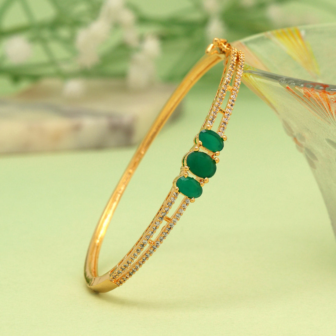 Green Color American Diamond Bracelet (ADB307GRN)