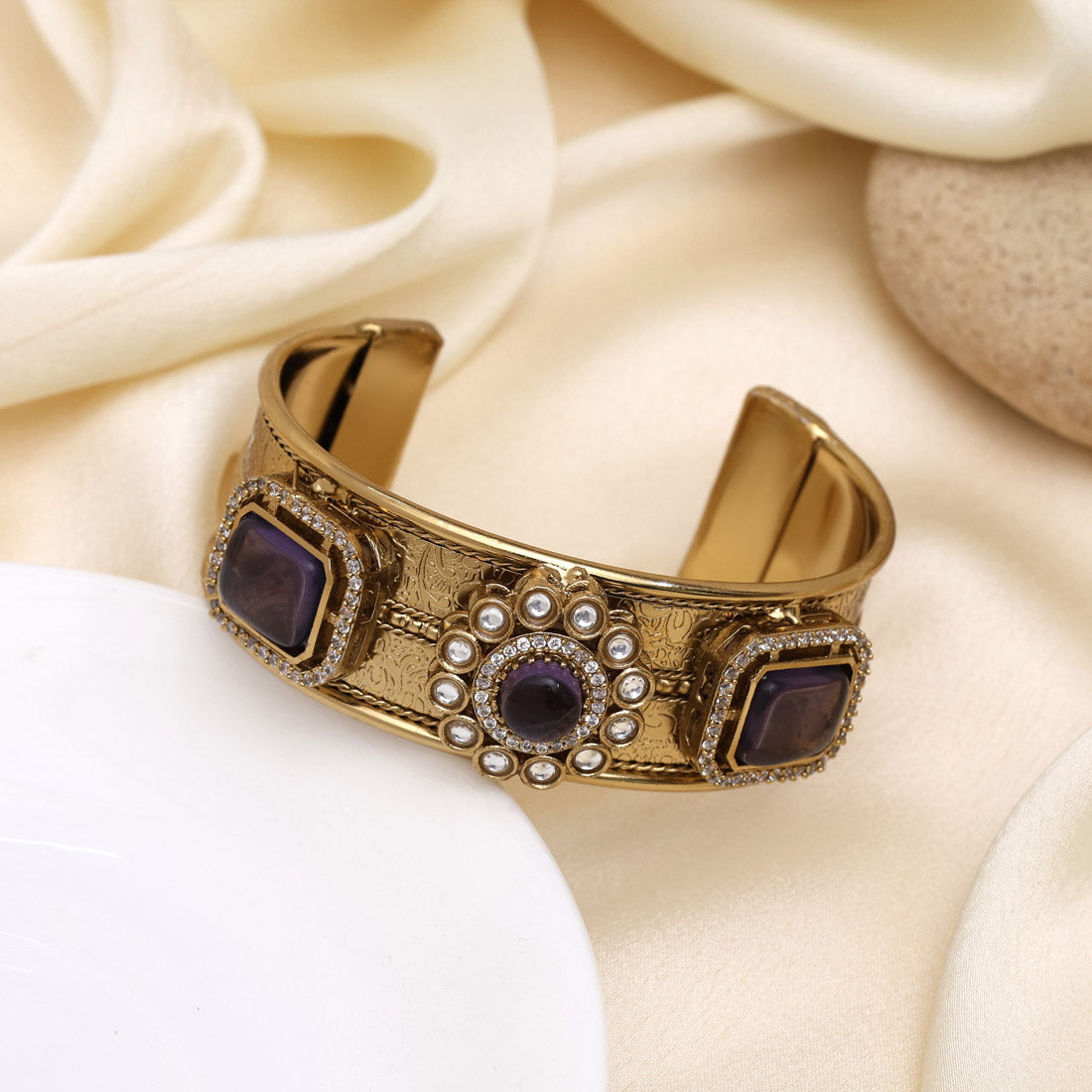 Deep Purple Color American Diamond Bracelet For Royal Statement Look