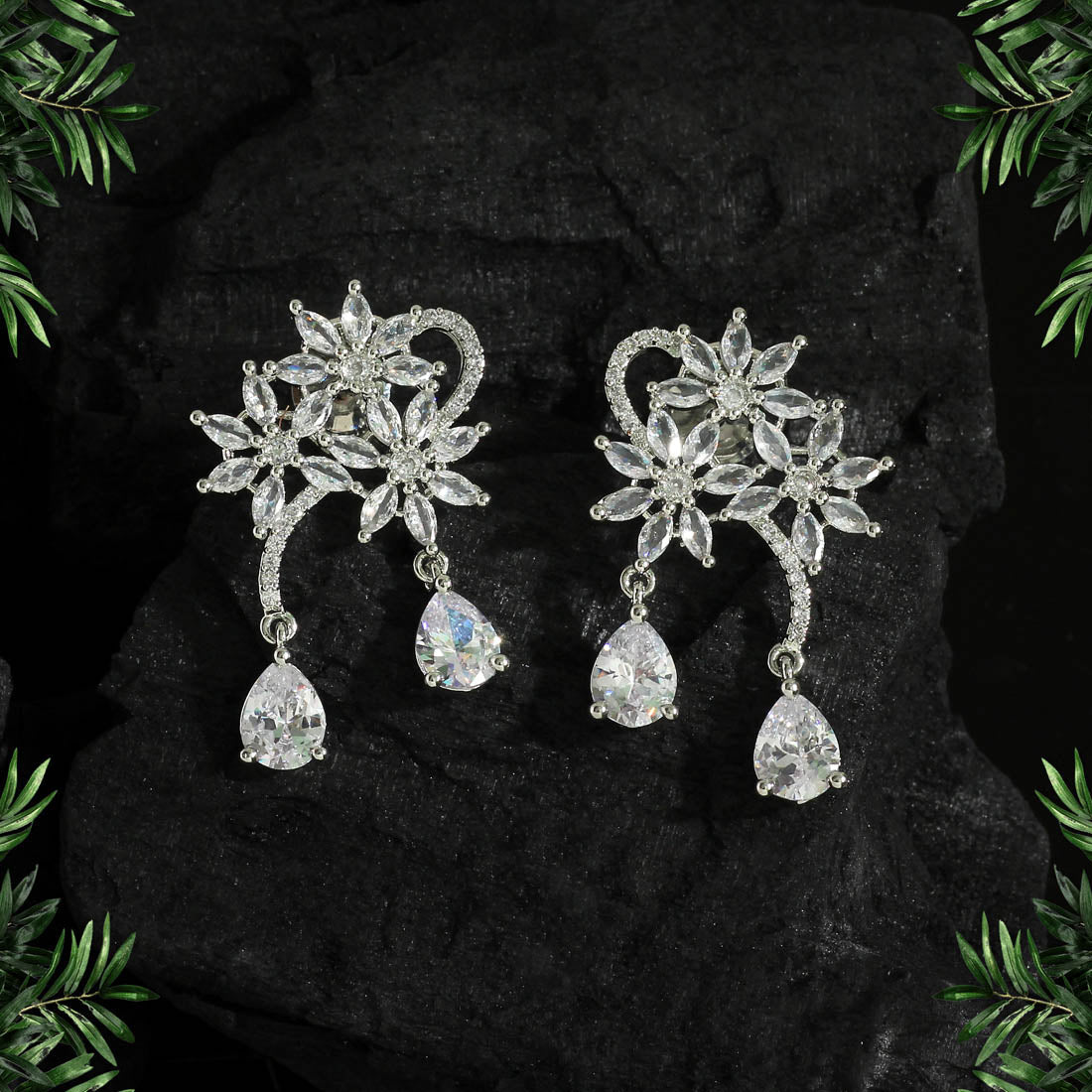 Silver Color American Diamond Earrings (ADE340SLV)