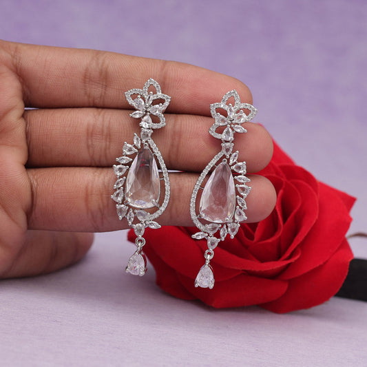 Silver Color American Diamond Earrings (ADE536SLV)