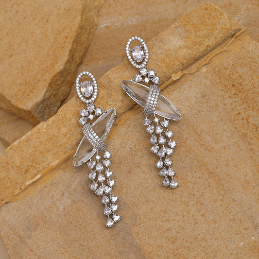 Silver Color American Diamond Earrings (ADE537SLV)