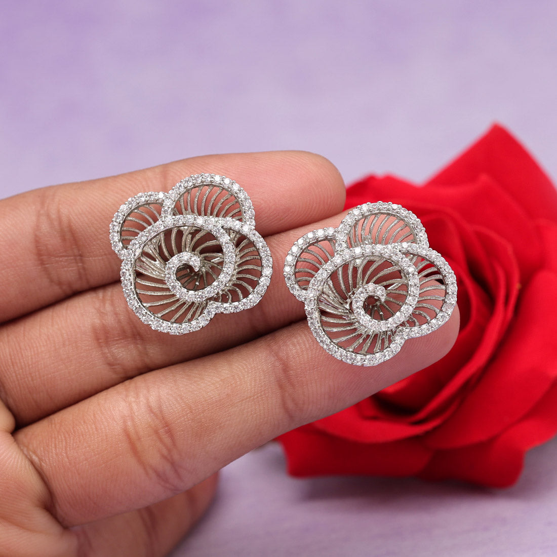 Silver Color American Diamond Earrings (ADE544SLV)