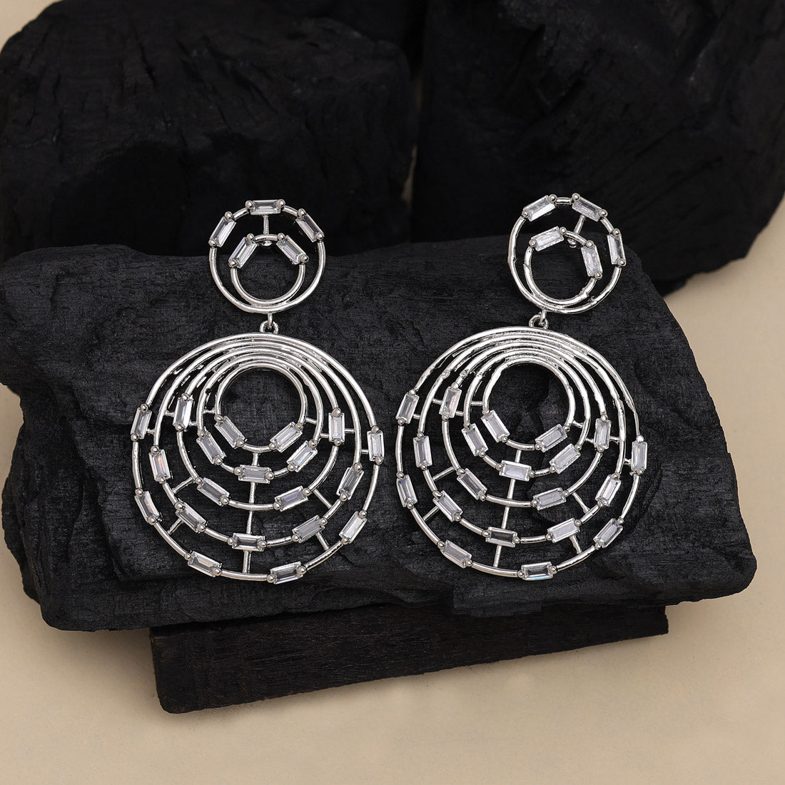 Silver Color American Diamond Earrings (ADE554SLV)