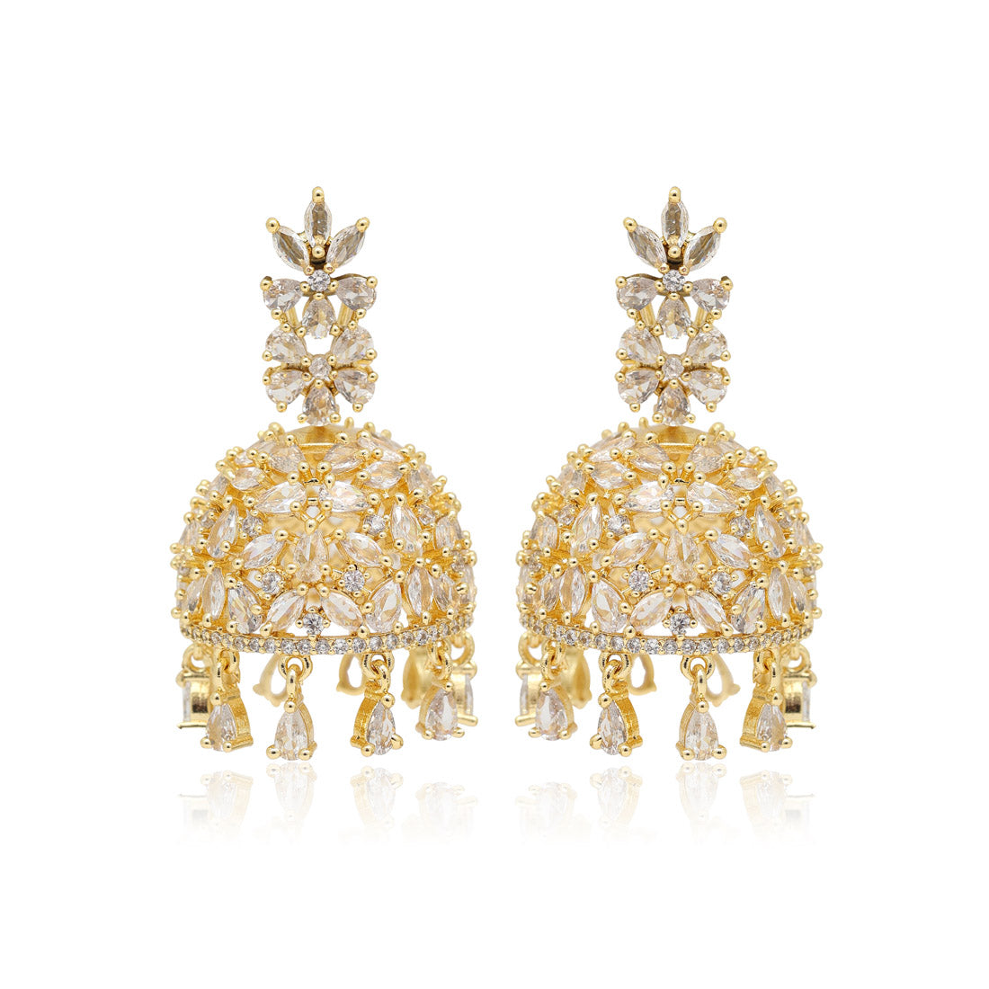 Gold Color American Diamond Earrings (ADE562GLD)
