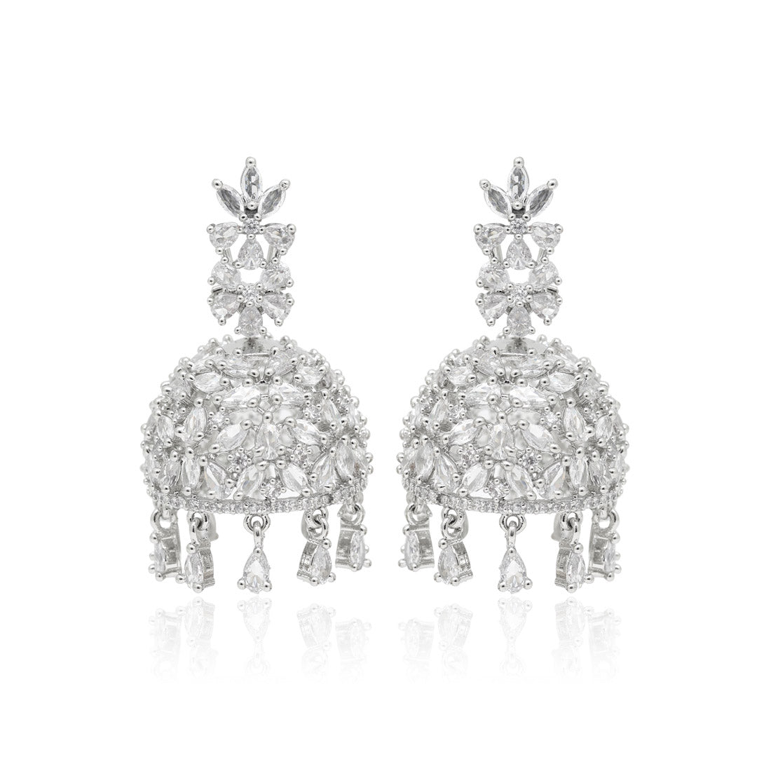 Silver Color American Diamond Earrings (ADE562SLV)