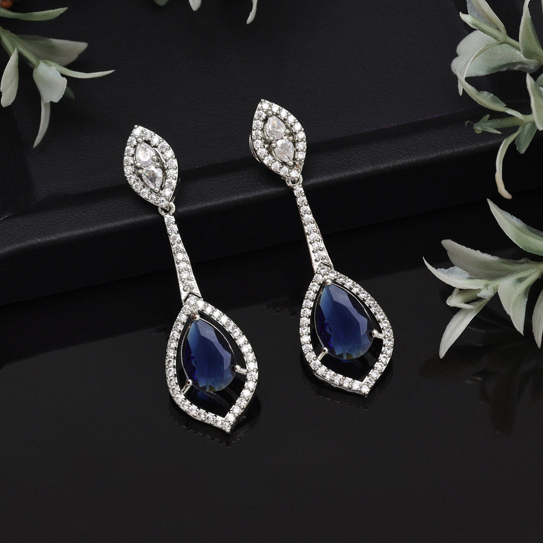 Blue Color American Diamond Earrings (ADE567BLU)