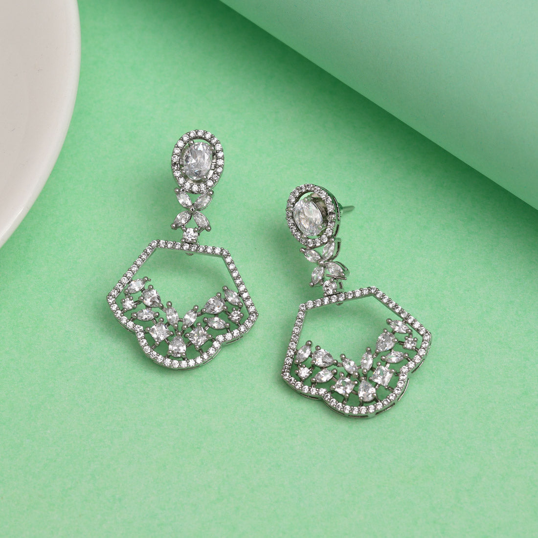 Multi Color American Diamond Earrings And Different Color Changeable Studs (ADE582MLT)