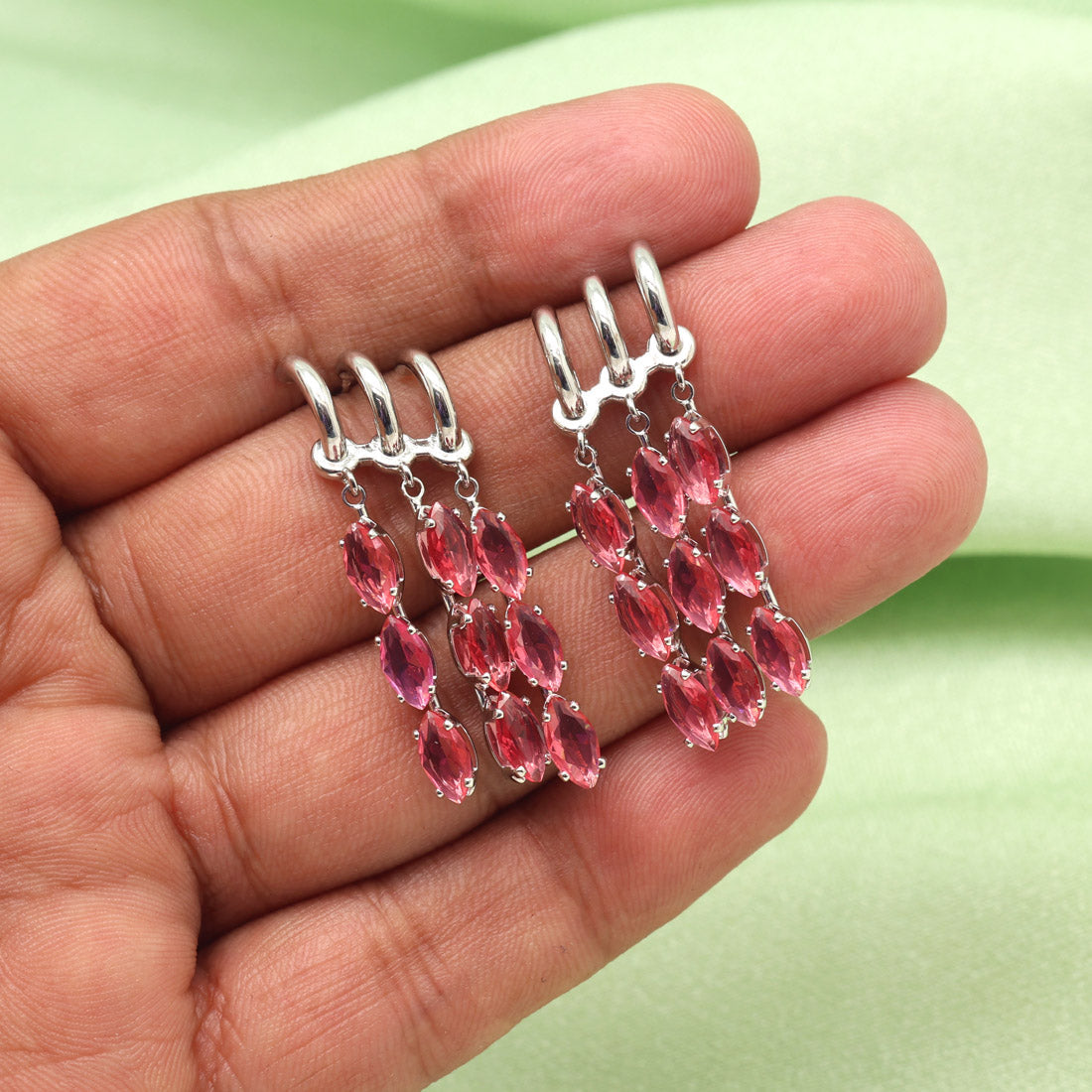 Ruby Color American Diamond Earrings (ADE586RUBY)