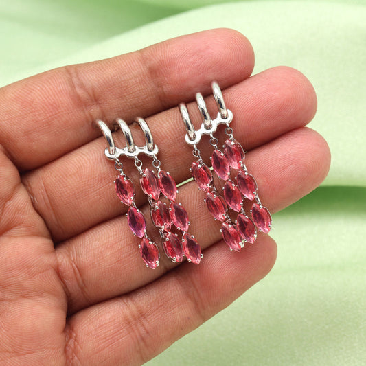 Ruby Color American Diamond Earrings (ADE586RUBY)