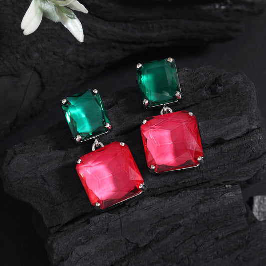 Rani & Green Color American Diamond Earrings (ADE591RNIIGRN)