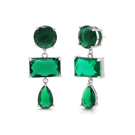 Green Color American Diamond Earrings (ADE592GRN)