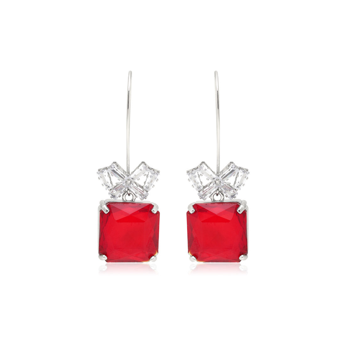 Red Color American Diamond Earrings (ADE597RED)