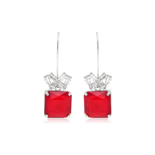 Red Color American Diamond Earrings (ADE597RED)
