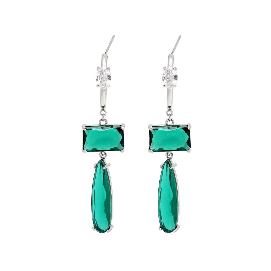 Green Color American Diamond Earrings (ADE599GRN)