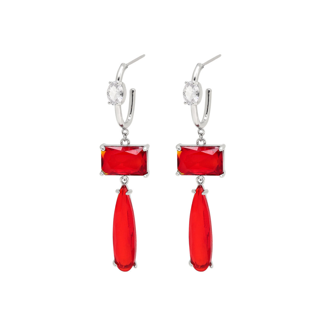 Red Color American Diamond Earrings (ADE599RED)