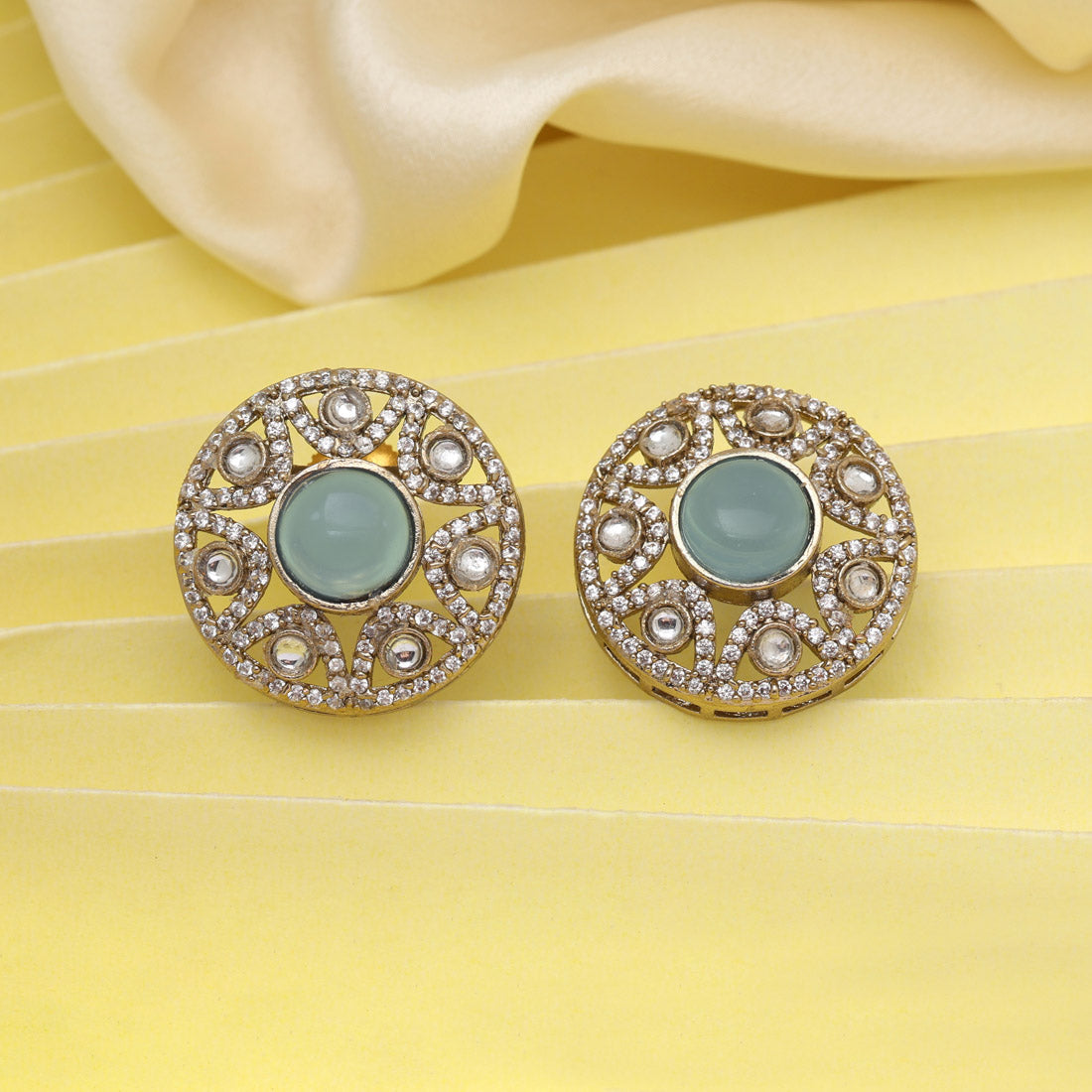 Sky Blue Color American Diamond Earrings (ADE601SBLU)