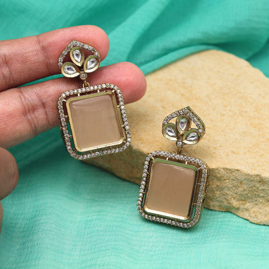 Peach Color American Diamond Earrings (ADE602PCH)