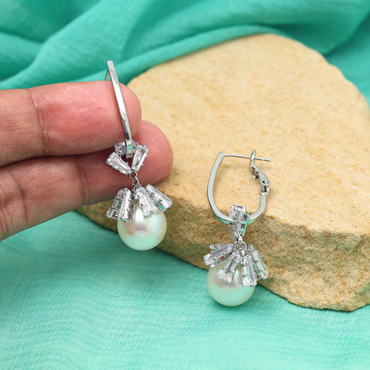 Silver Color American Diamond Earrings (ADE605SLV)