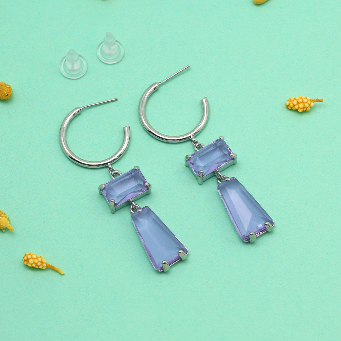 Light Purple Color American Diamond Earrings (ADE606LPRP)