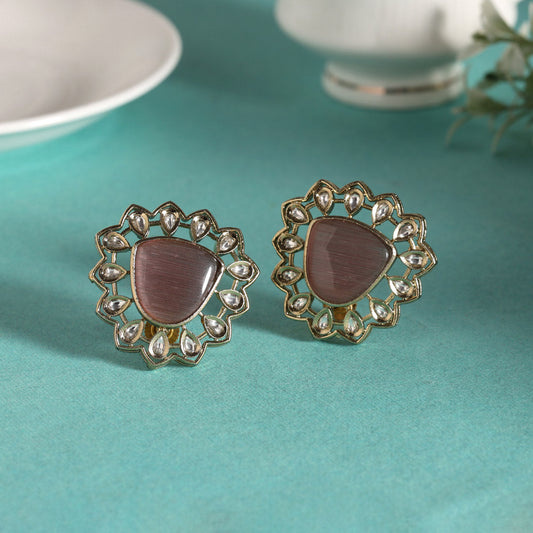 Dark Brown Color American Diamond Earrings