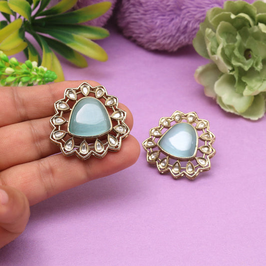Sky Blue Color American Diamond Earrings