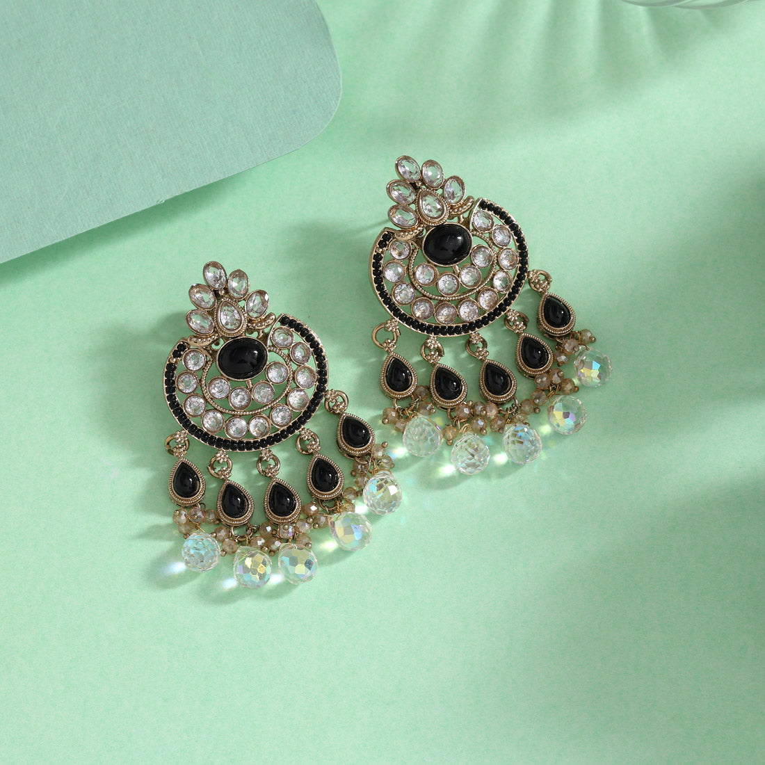 Black Color American Diamond Earrings (ADE619BLK)