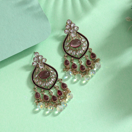 Magenta Color American Diamond Earrings (ADE620MNT)