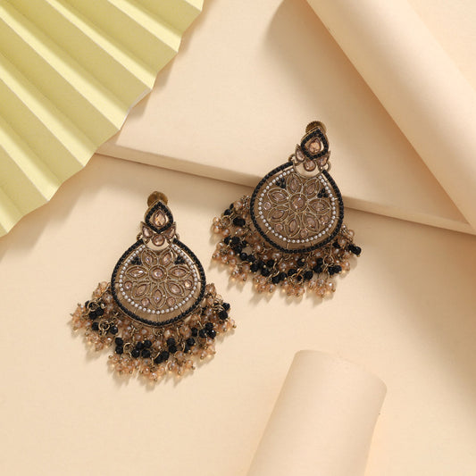 Black Color American Diamond Earrings (ADE623BLK)