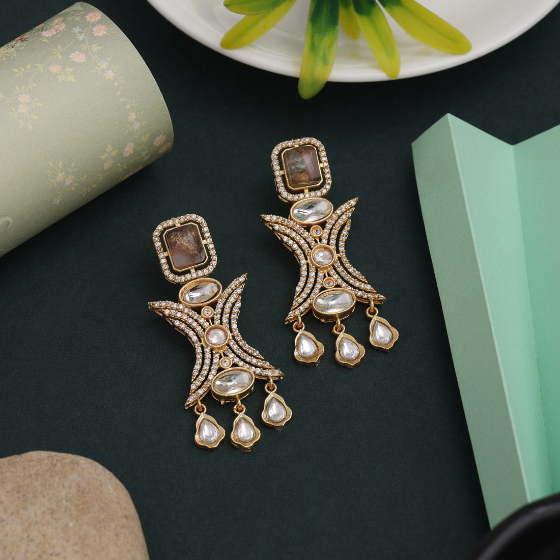 Soft Light Pink Color American Diamond Earrings With Graceful Feminine Flair