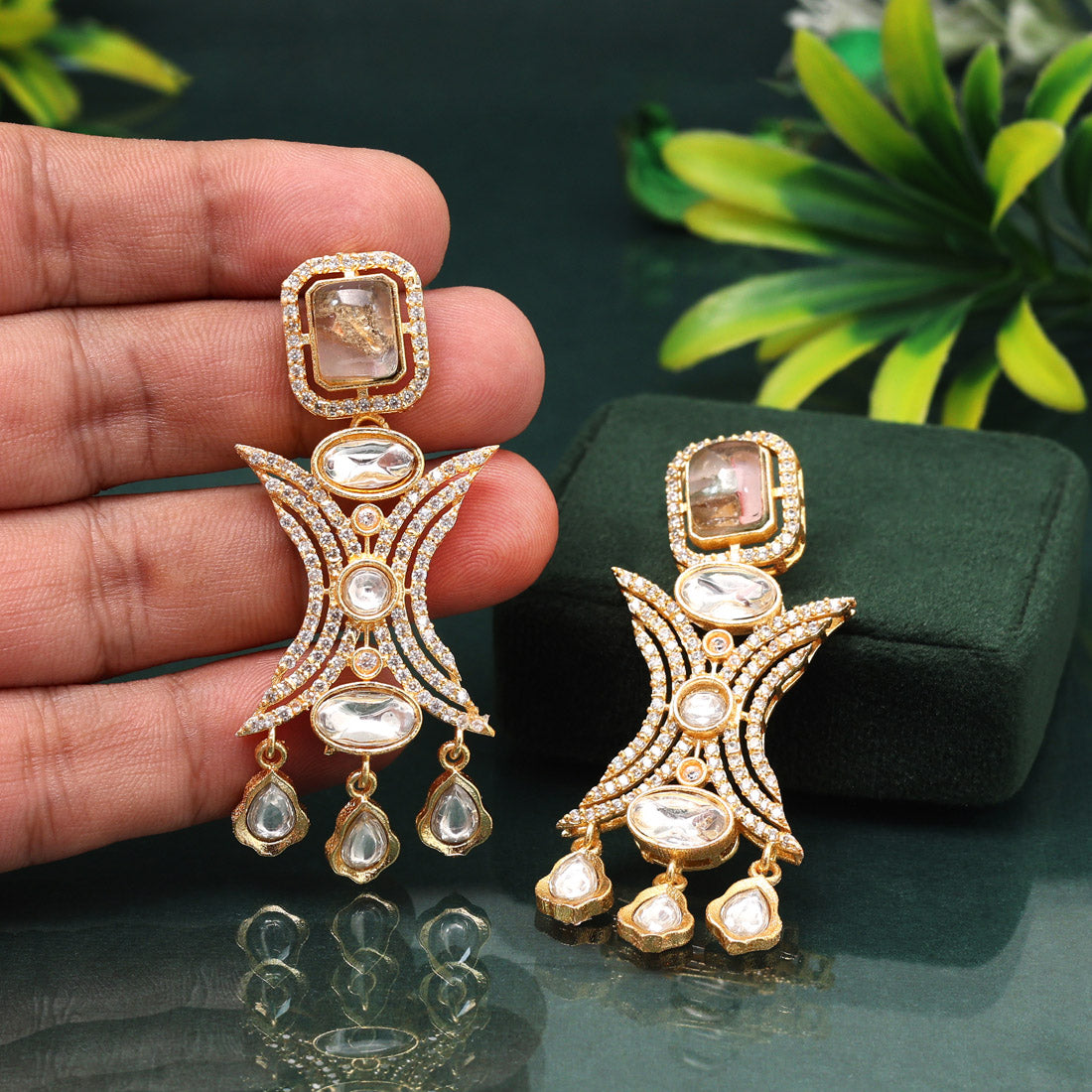 Soft Light Pink Color American Diamond Earrings With Graceful Feminine Flair
