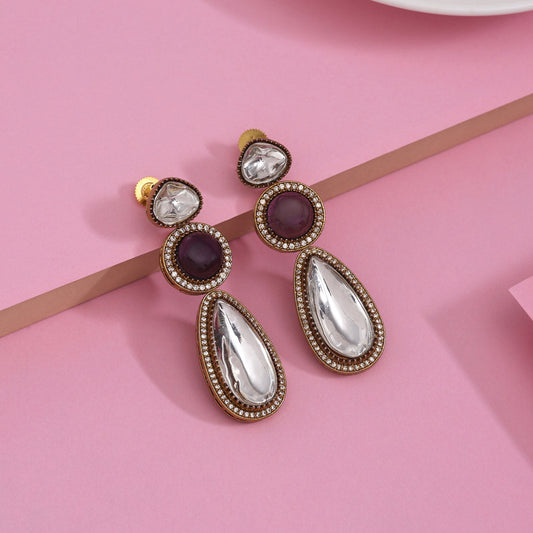 Gorgeous Purple Color American Diamond Earrings To Complement Any Occasion