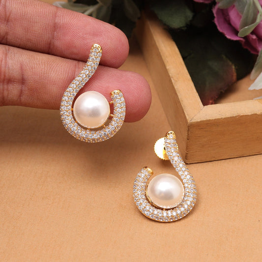 White Color American Diamond Earrings For Chic Bridal Or Engagement Look