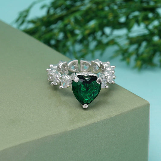 Green Color American Diamond Finger Ring (ADR577GRN)