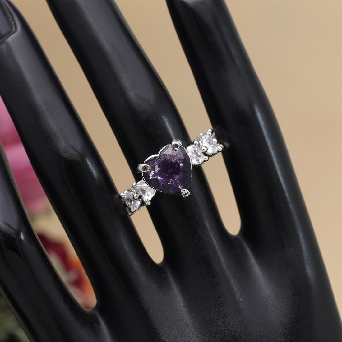 Purple Color American Diamond Finger Ring (ADR577PRP)