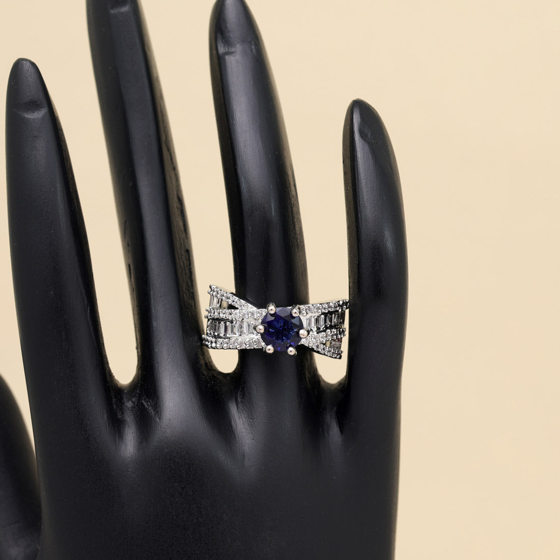 Blue Color American Diamond Finger Ring (ADR584BLU)