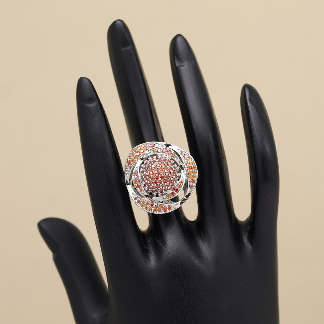 Orange Color American Diamond Finger Ring (ADR605ORG)