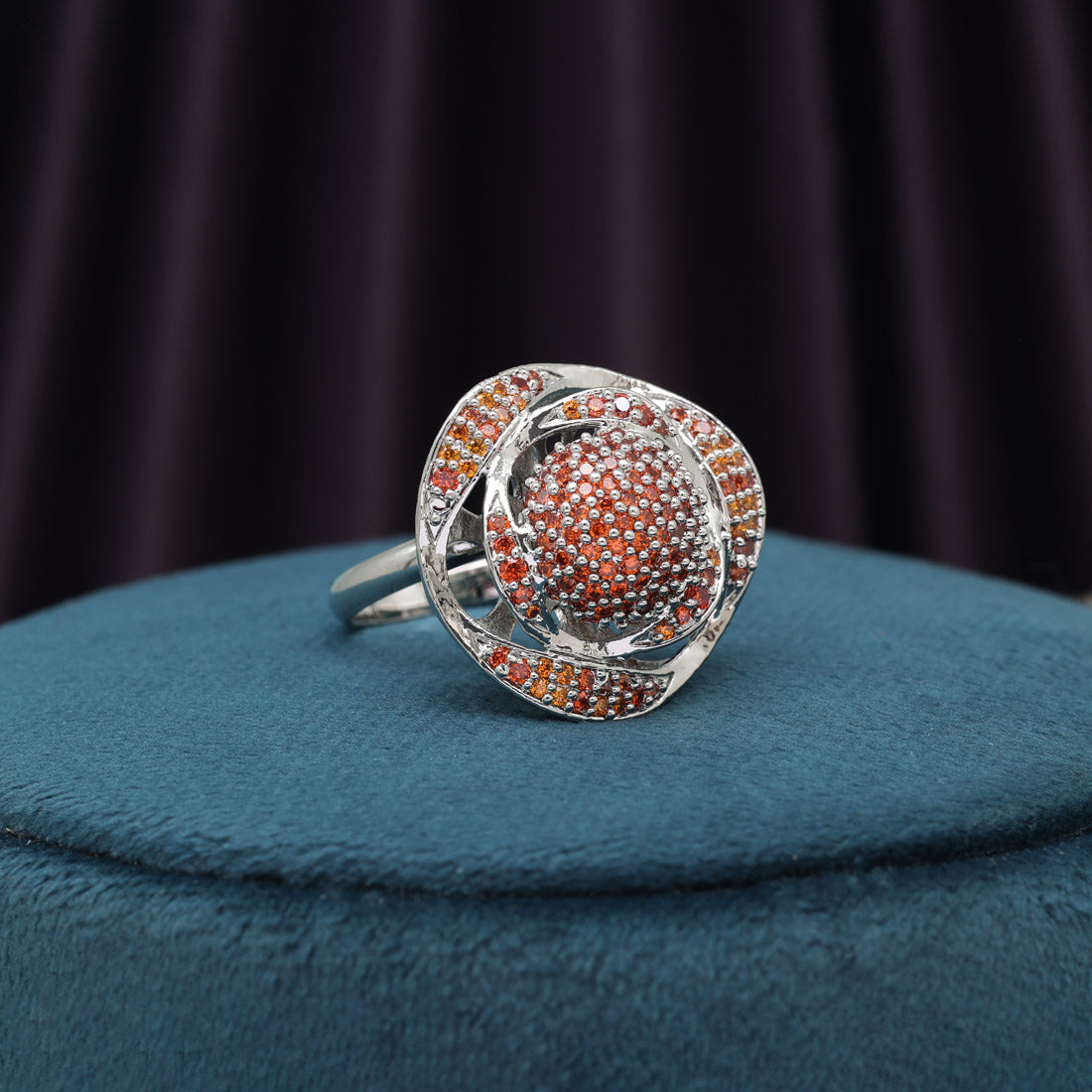 Orange Color American Diamond Finger Ring (ADR605ORG)