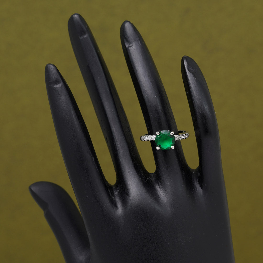 Green Color American Diamond Finger Ring (ADR608GRN)