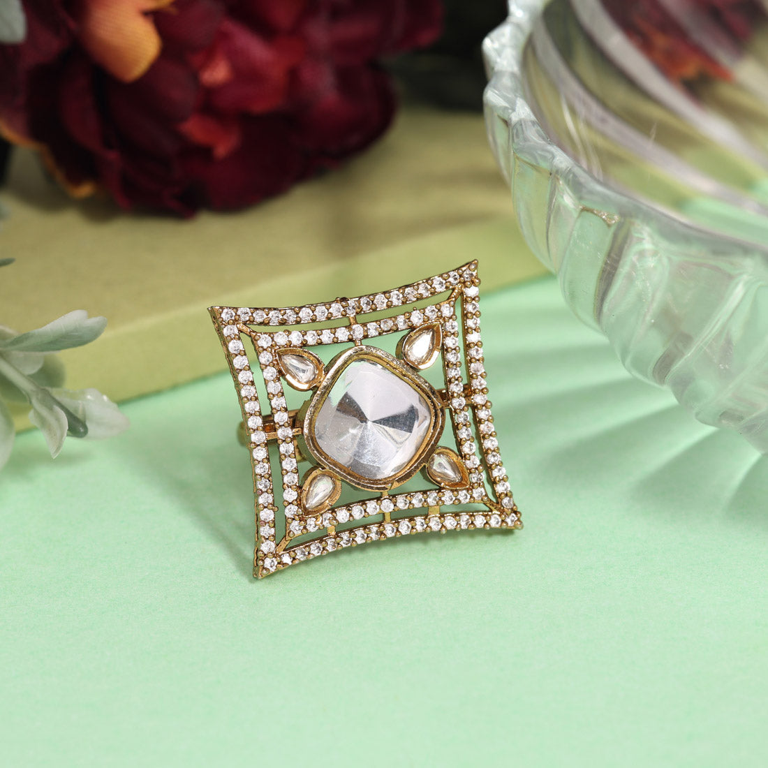 White Color American Diamond Finger Ring (ADR613WHT)