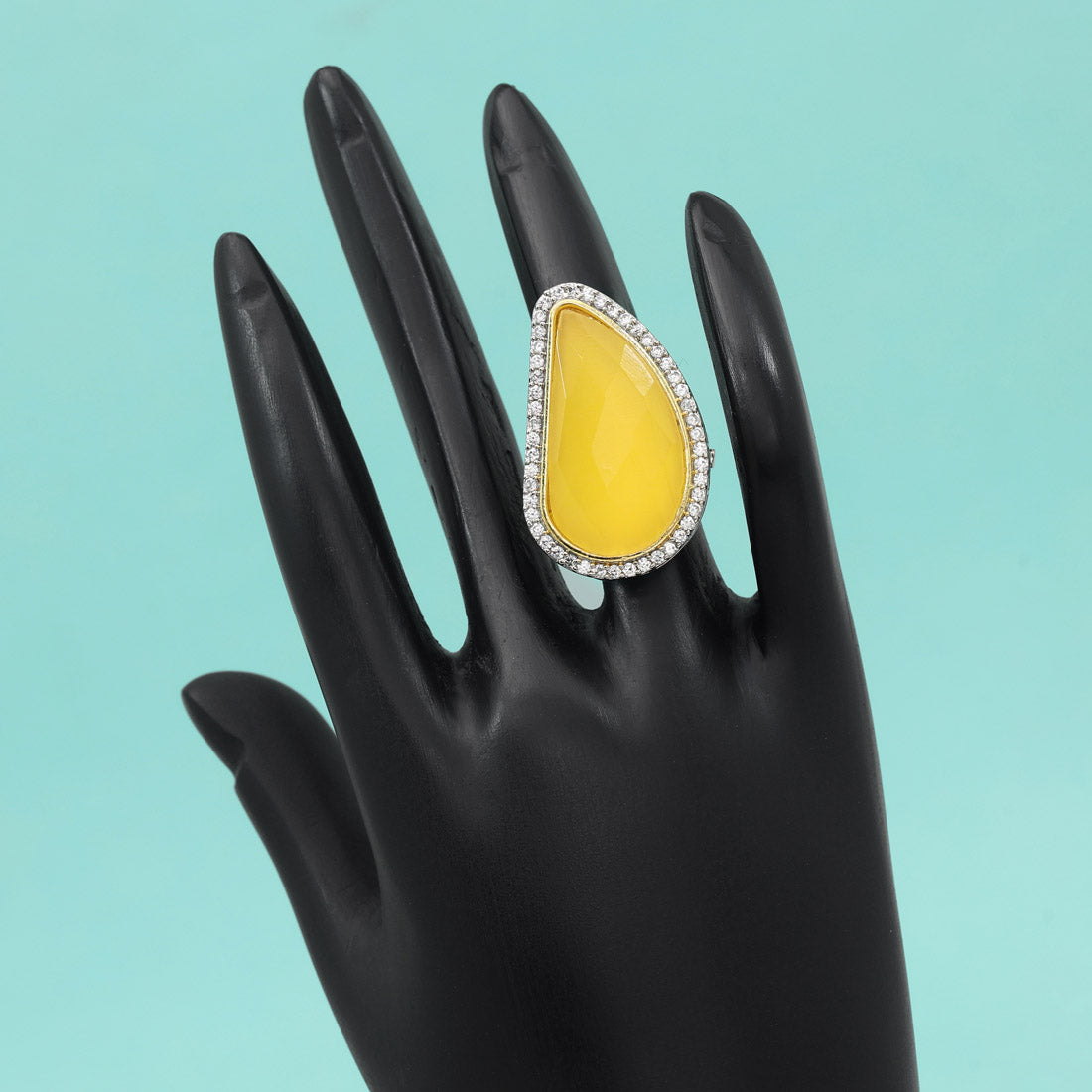 Yellow Color American Diamond Finger Ring