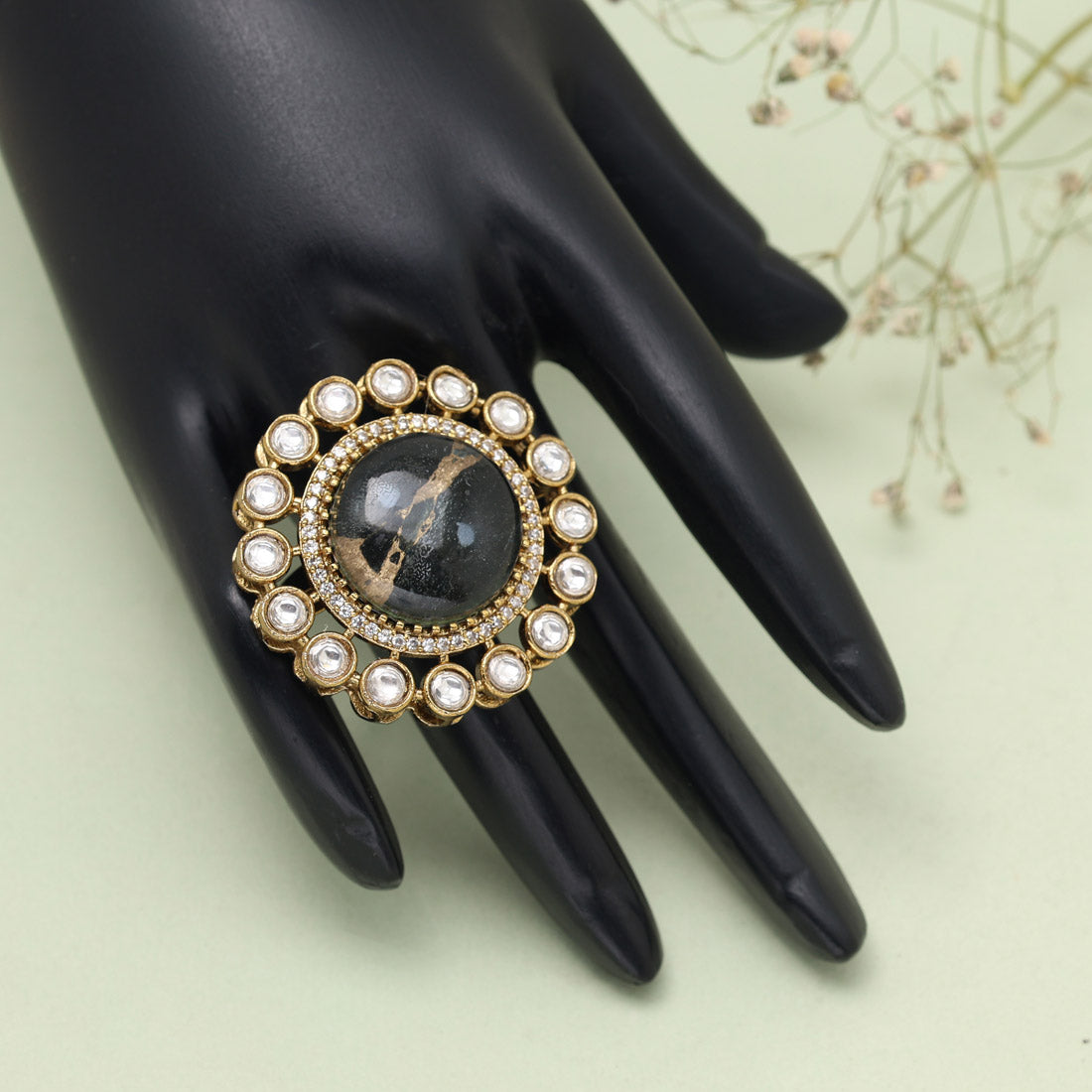 Black Color American Diamond Finger Ring